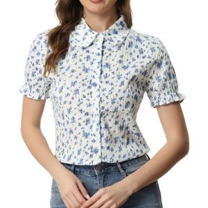 Allegra K Floral Print Women's Top 100% cotton